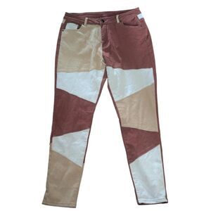 Vanberfia Womens Colorblock Patchwork Skinny Jeans XL High Rise Stretchy Denim